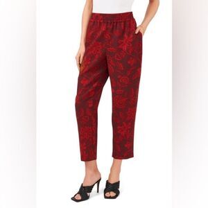 Vince Camuto Cranberry Floral Straight Leg Pants